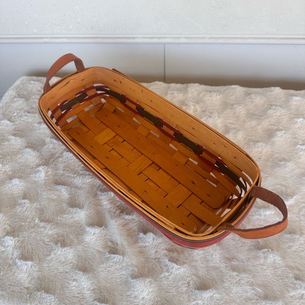 Longaberger Handwoven Basket with Natural and Red Accents 1997